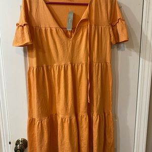 J. Crew orange Tiered Swing Dress NWT sz Small
